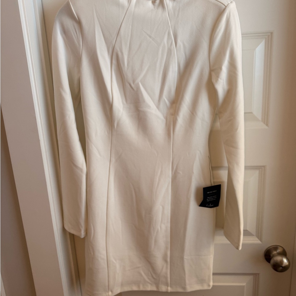 Lulus Chic Cream Long Sleeve Dress; Open Back